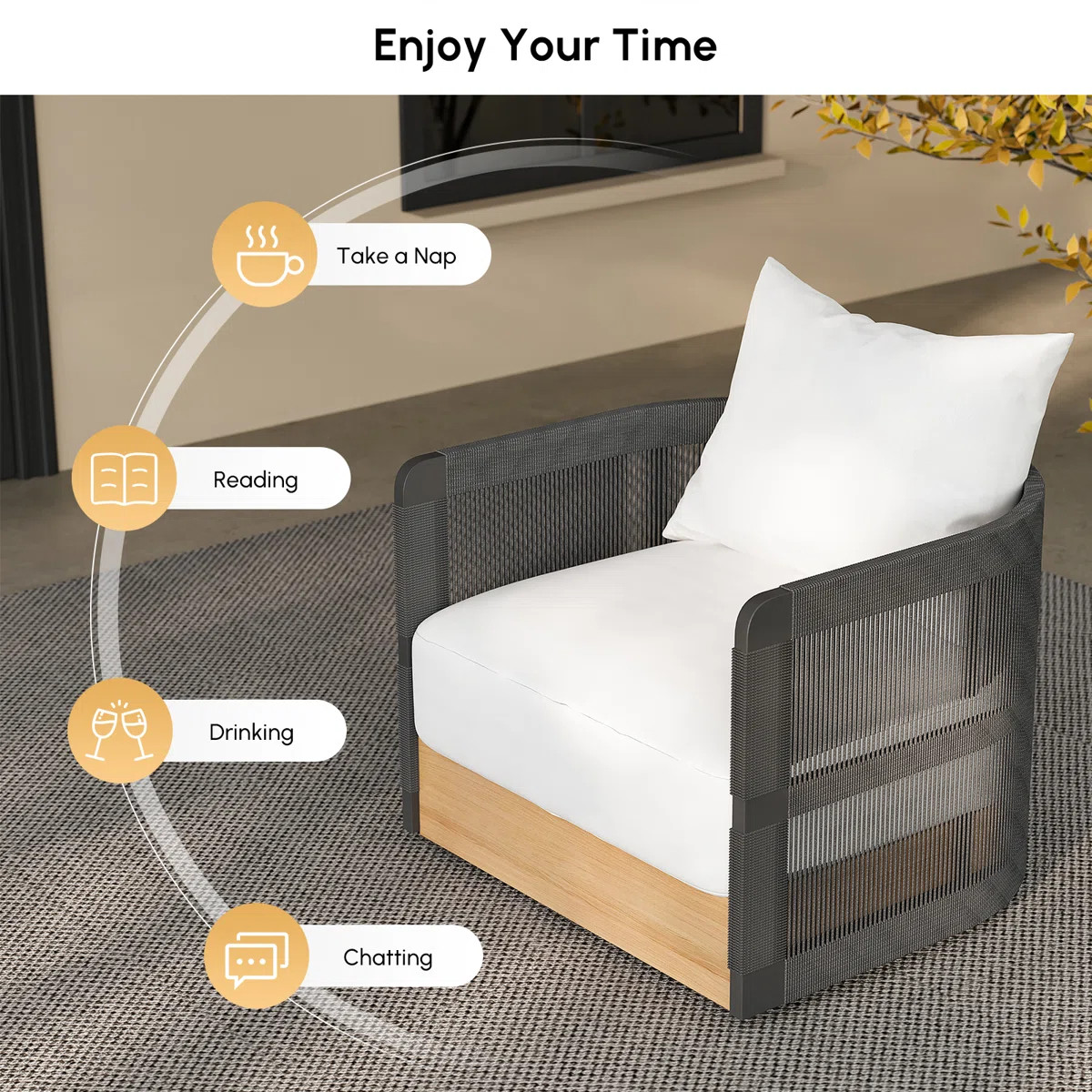Kielah Aluminum and Acacia Swivel Armchair | Wayfair North America
