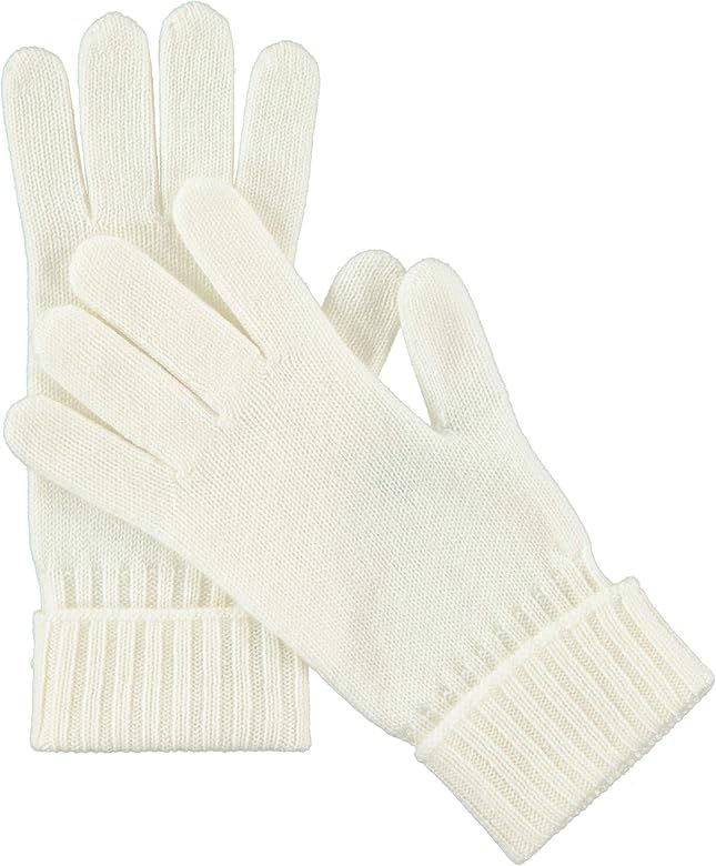 Manio Cashmere Women's 100% Cashmere Knitted Gloves Pure Soft Comfortable With Ribbed Cuffed | Amazon (US)