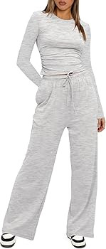 Darong Women's 2 Piece Sets Fall Outfits Long Sleeve Wide Leg Tracksuits Casual Lounge Set Matchi... | Amazon (US)