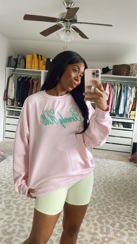 I love this sweatshirt! It says Beverly Hills. It’s oversized, I’m wearing the M/L. Great for travel outfits or loungewear 

#LTKunder100 #LTKstyletip #LTKFind