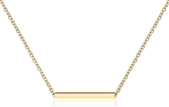 KristLand - Women 18k Rose Gold Color Plated Bar Pendant Necklace Choker Simple Design | Amazon (US)