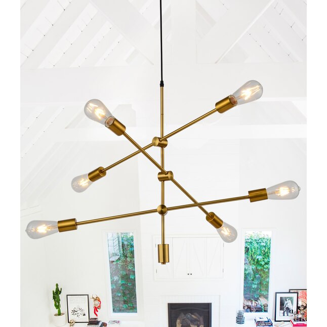 Aiwen 6-Light Iron Industrial LED Dry rated Chandelier | Lowe's