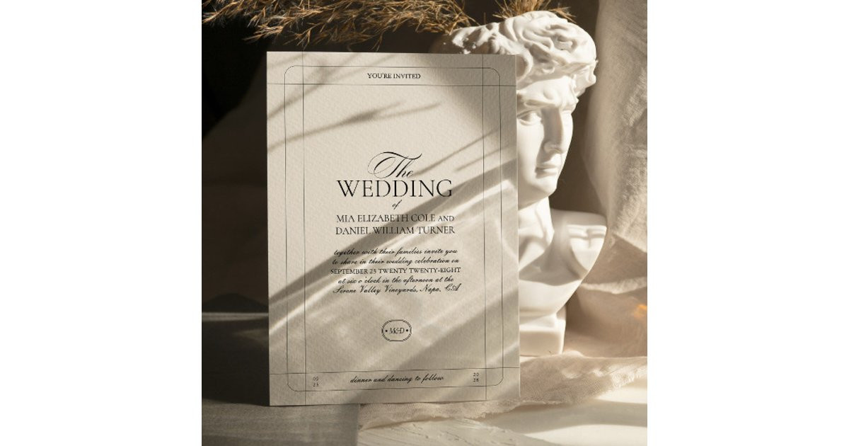 Elegant Classic Luxury Light Gray Monogram Wedding Invitation | Zazzle | Zazzle