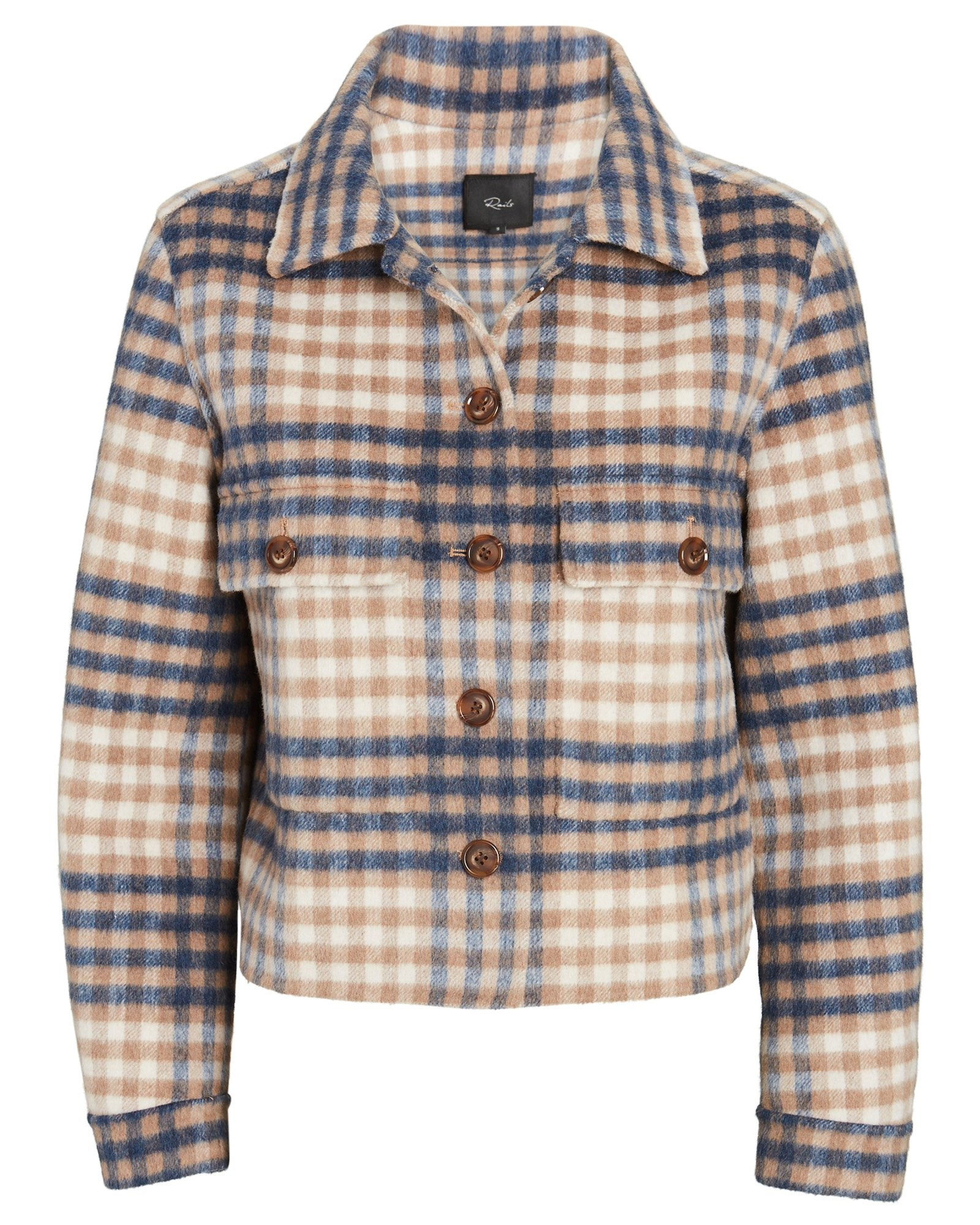 Rails Steffi Plaid Flannel Jacket, Blue/Beige/White L | INTERMIX