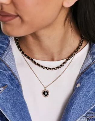 River Island chunky chain with black heart charm | ASOS (Global)