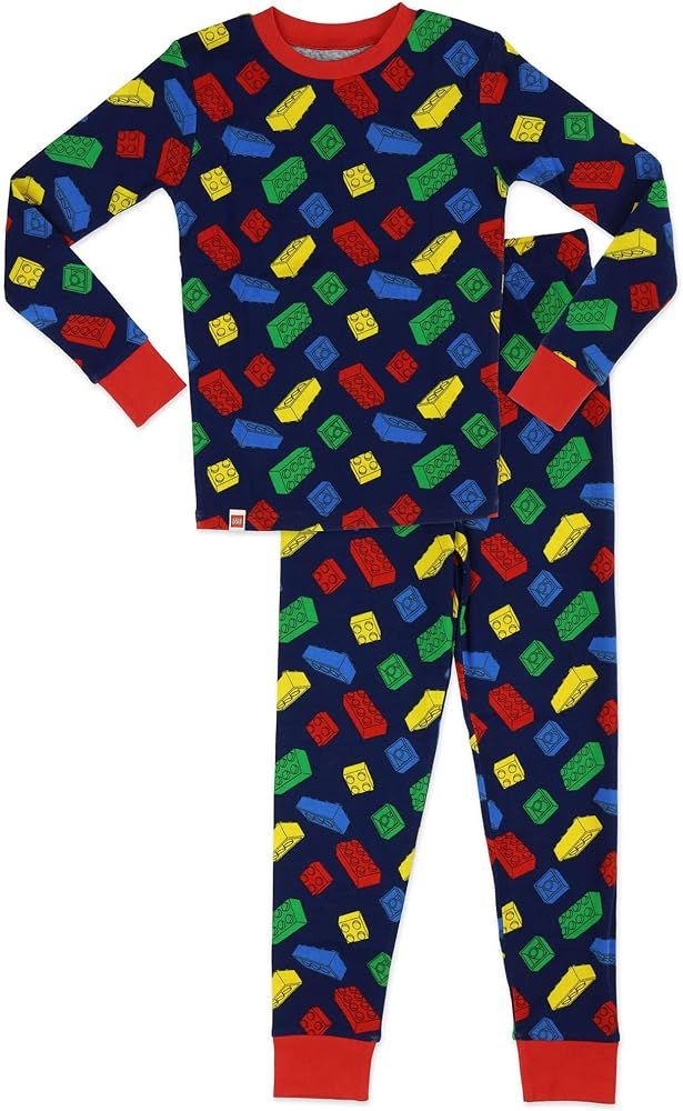 LEGO Boys 2 Piece Cotton Pajama Set, Size 4 to 10 Navy | Amazon (US)