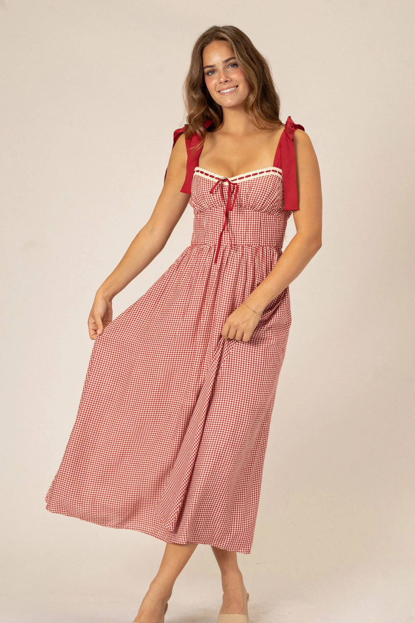 Natalie Plaid Sweetheart Dress | Morning Lavender