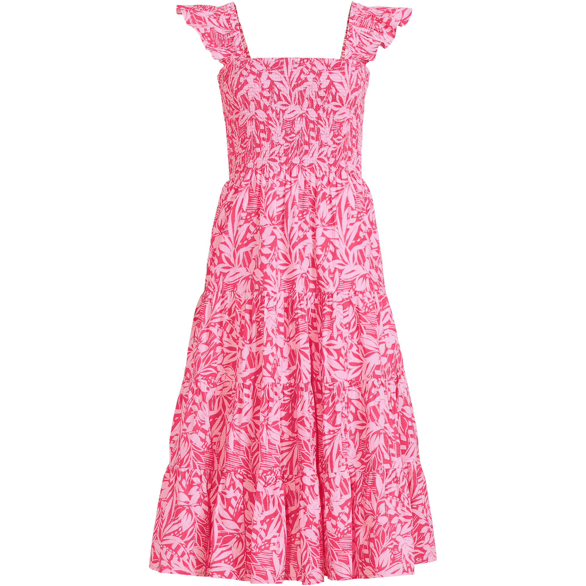 Women's Cotton Dobby Smocked Dress with Ruffle Straps | Lands' End (US)