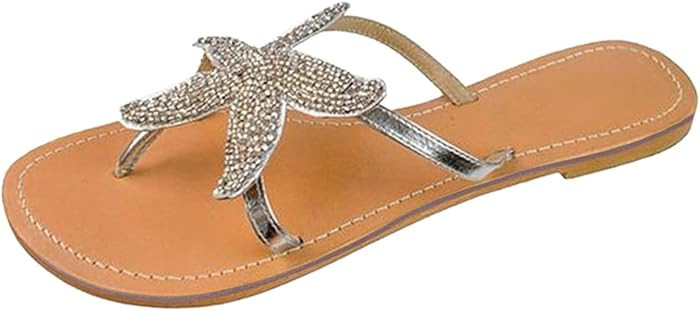 Beach Sandals for Woman, Women's Cute Starfish Flat Sandals Open Toe Slide Fashion Slip-on Slides... | Amazon (US)