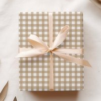 Brown Gingham Gift Wrap, Rustic Checkered Paper, Matte Finish, Set Of 5 | Etsy (US)