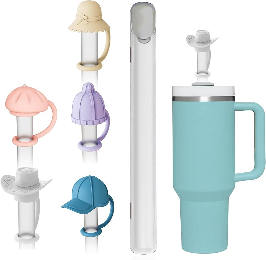 PROOCI Cowboy Hat Straw Toppers with Straw Dispenser, Silicone Straw Cover Cap for Stanley Cup 20... | Amazon (US)