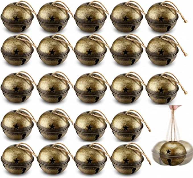 Zhengmy 24 Pcs Jumbo 3.15'' Christmas Star Cutouts Bells for Craft Large Bells Xmas Ornament Chri... | Amazon (US)