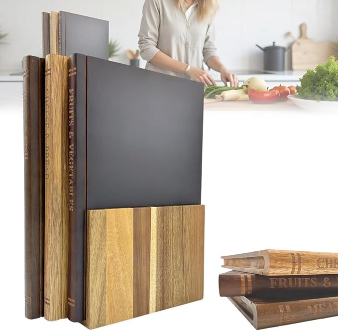 Book Shaped Cutting Board Set: Wooden Charcuterie & Cheese Board with Stand - Perfect Valentine... | Amazon (US)