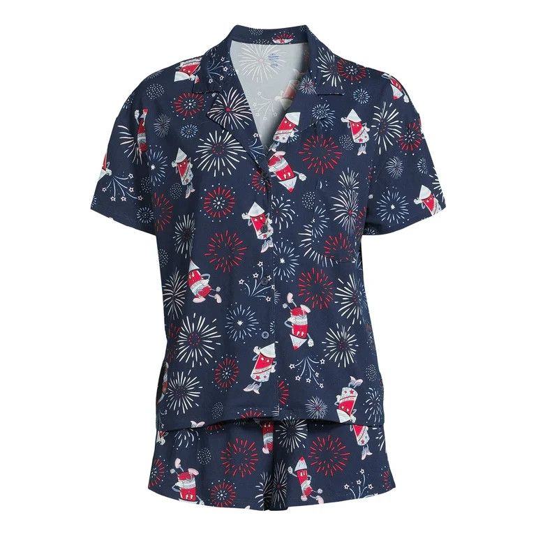 4th of July Women’s Shorty Pajama Set by Way to Celebrate, 2-Piece, Sizes XS to 3X | Walmart (US)