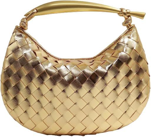 Woven Handbag for Women Fashion Designer Ladies Hobo Bag Bucket Purse/Soft PU Handmade | Amazon (US)