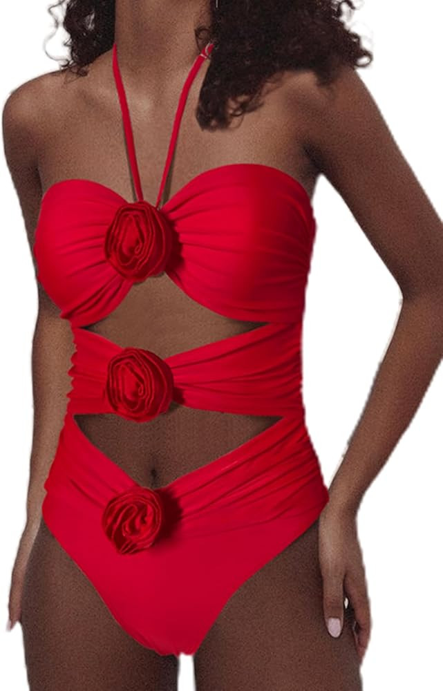 Swmmer Liket Women One Piece Swimsuit Sexy Halter Bathing Suit Tummy Control Swimwear Cutout Beac... | Amazon (US)