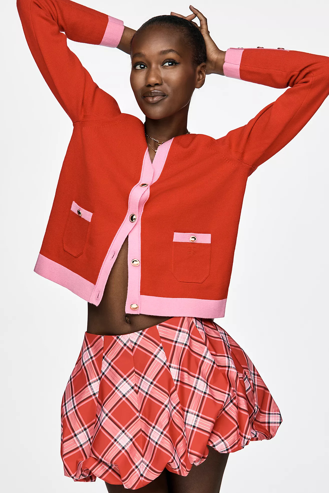 Maeve Colorblock Long-Sleeve V-Neck Cardigan Sweater | Anthropologie (US)