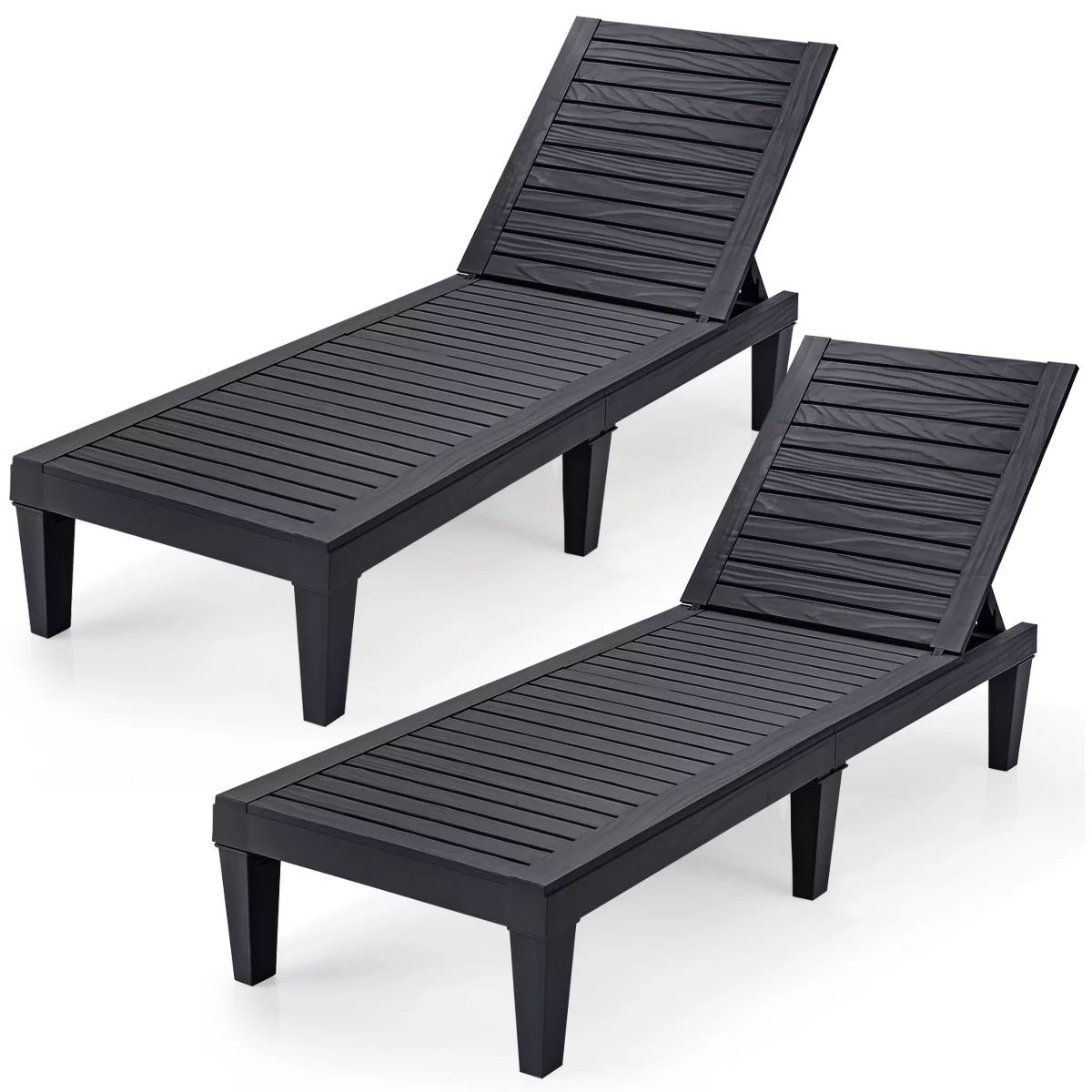 Patiojoy 2PCS Patio Lounge Chair Chaise Recliner Adjustable Backrest Outdoor&Indoor Black - Walma... | Walmart (US)