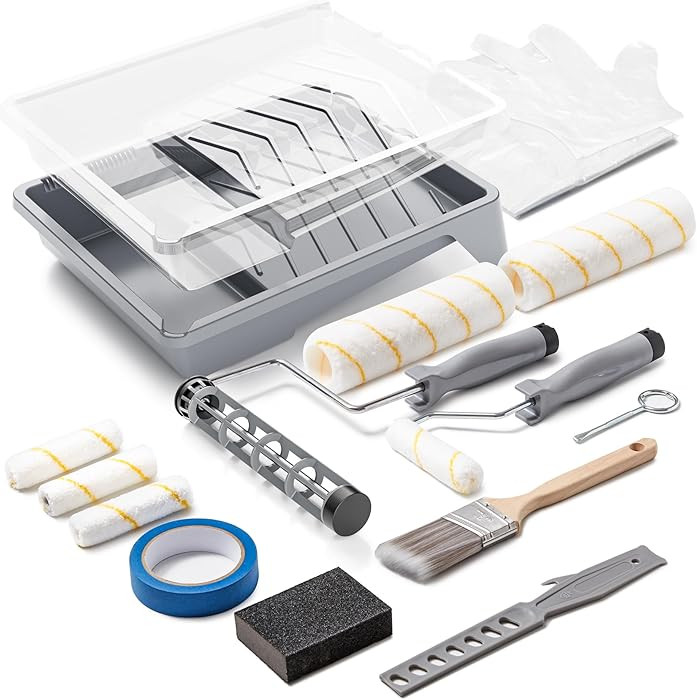 VOOMEY 17 Piece Paint Roller Kit - Paint Rollers 9"4", Paint Roller Frame，Paint Trays, Microfib... | Amazon (US)
