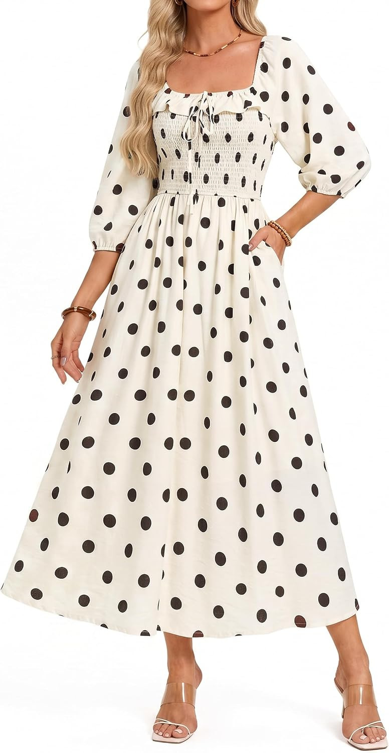 Kate Kasin Womens Summer Fall Boho Maxi Wedding Guest Dresses with Pockets | Amazon (US)