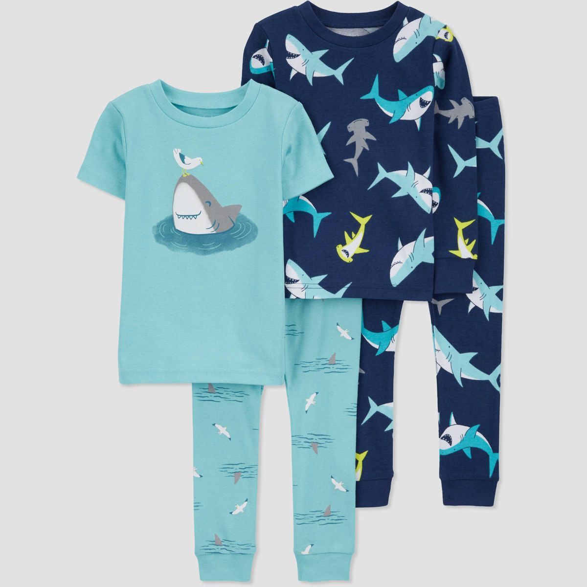 Carter's Just One You® Toddler Boys' Sharks & Birds Printed Pajama Set - Navy Blue/Light Blue | Target