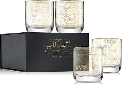 JoyJolt Star Wars Glassware. 'Deco' Lowball Glasses Set of 4, 10oz Star Wars Glasses. Short Glass... | Amazon (US)