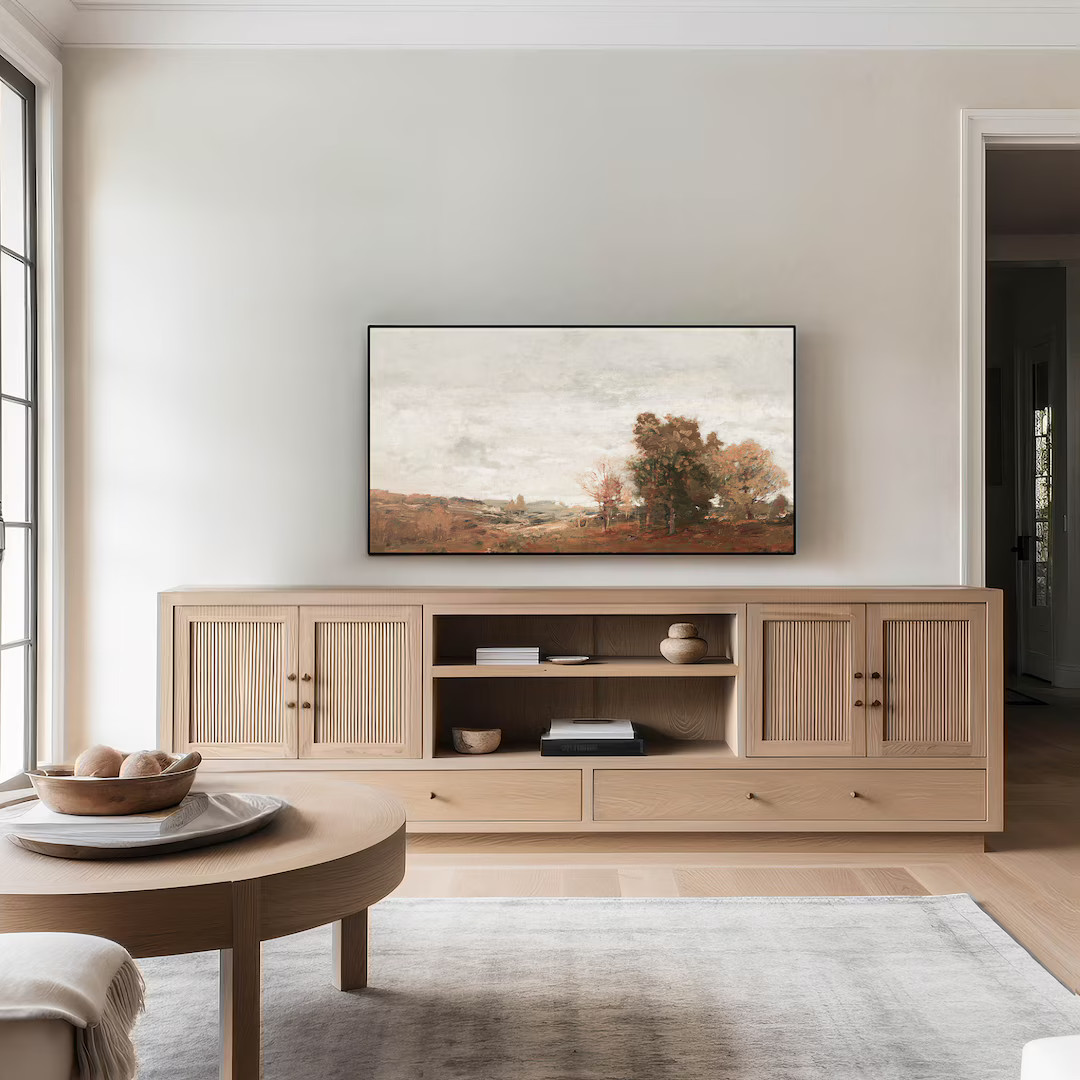 Fall Frame TV Art, Autumn Landscape Vintage Trees Painting - Etsy | Etsy (US)