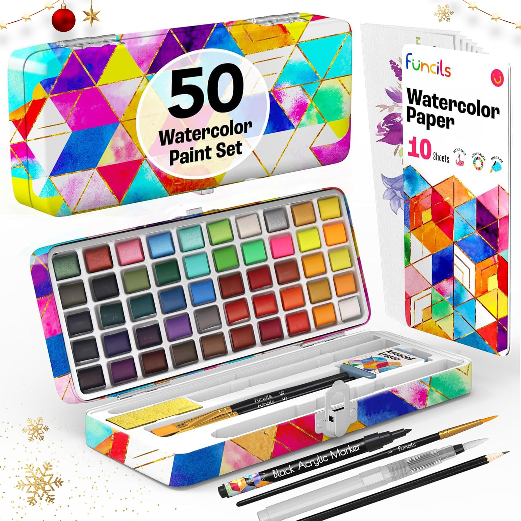 Watercolor Paint Set - 50 Travel Watercolors Set - Water Colors Paint for Adult, Kids, Beginners,... | Amazon (US)