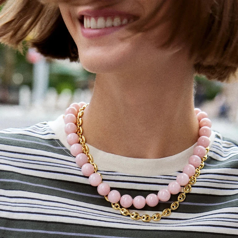 Mini Jane Beaded Necklace - Mauve Bead | BaubleBar