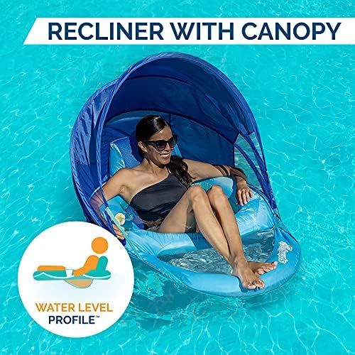 SwimWays 6060073 Spring Float Recliner with Canopy Comfortable Fabric Summertime Pool Lounge Seat wi | Amazon (US)