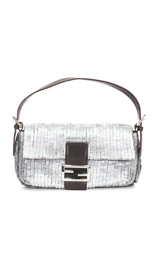 Fendi Vintage Sequin Baguette Shoulder Bag in Silver | Revolve Clothing (Global)