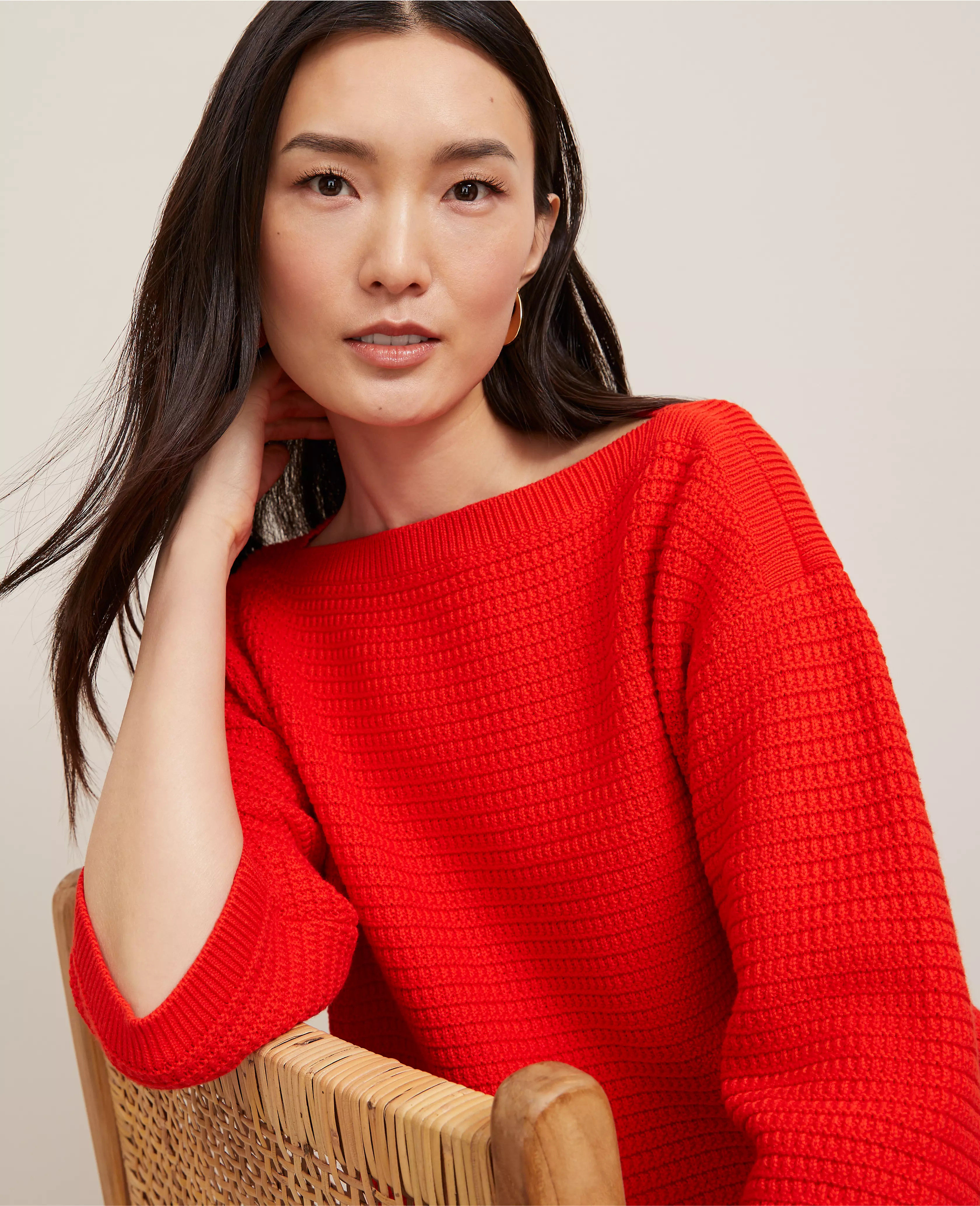 Geo Stitch Boatneck Sweater | Ann Taylor