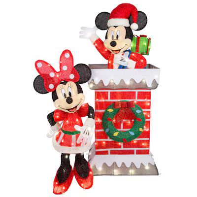 Disney 3.5-ft Mickey & Minnie Chimney Scene Yard Decoration | Lowe's