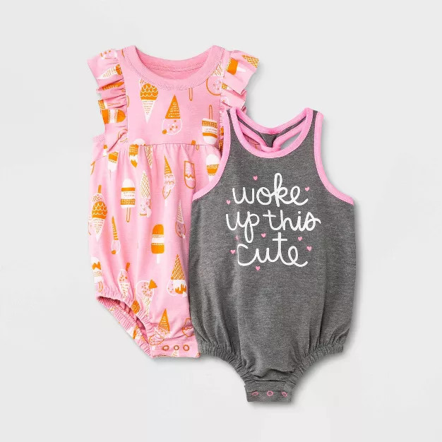 Baby Girls' 2pc Ice Cream Romper - Cat & Jack™ Pink | Target