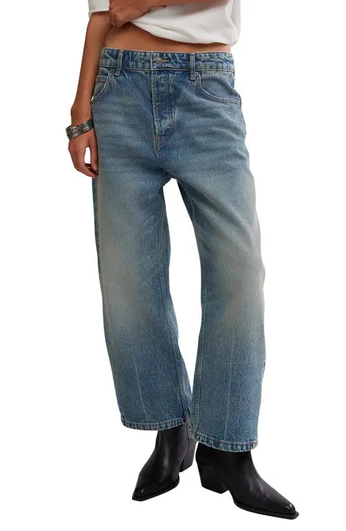 Free People Deep Trance Low Rise Barrel Leg Jeans in From Beyond at Nordstrom, Size 30 | Nordstrom