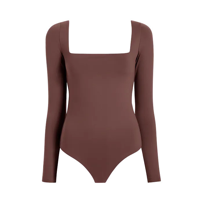 Wide Square Neck Bodysuit | Coffee - nuuds | nuuds