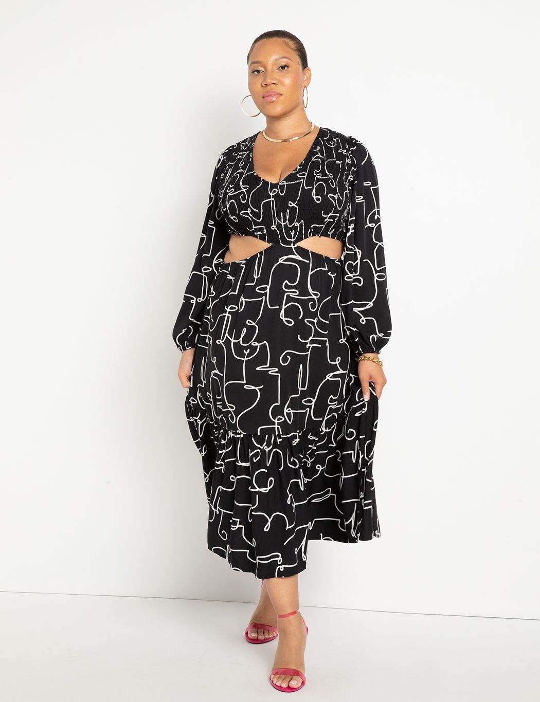 Smocked Bodice Midi Dress | Women's Plus Size Dresses | ELOQUII | Eloquii