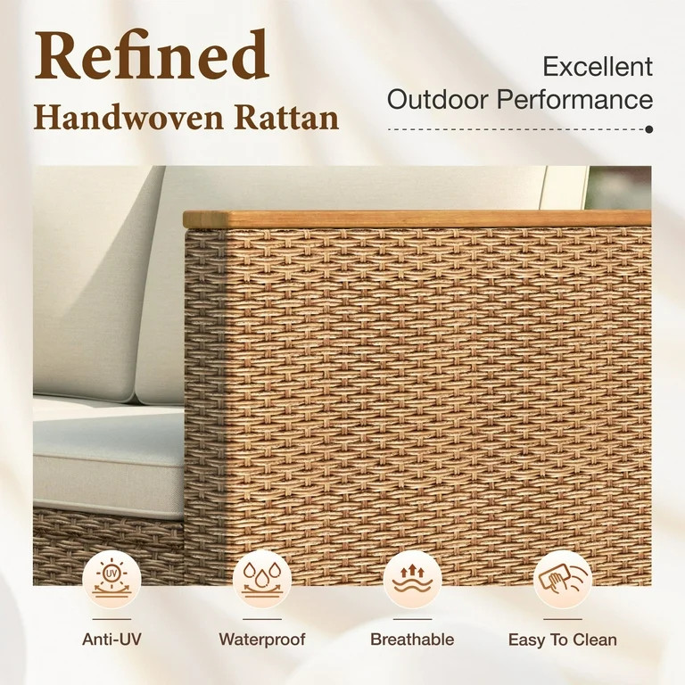 MF Studio 3-Piece Patio Furniture Conversation Set, Weather-Resistant Wicker Outdoor Sectional So... | Walmart (US)