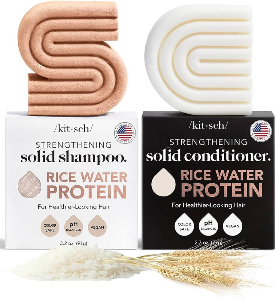 Kitsch Rice Water Shampoo & Conditioner Set - Solid Shampoo & Conditioner Bar with Protein for St... | Amazon (US)