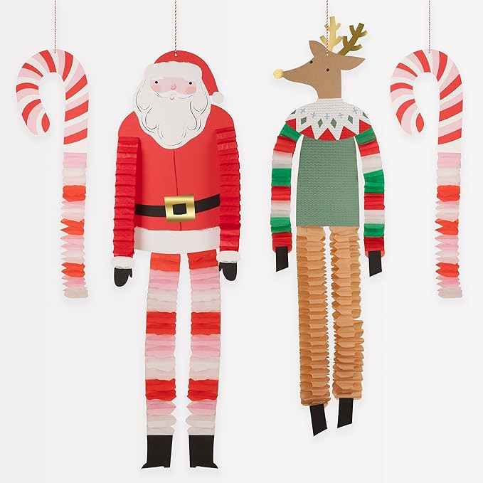 Meri Meri Long Legged Santa & Reindeer Hanging Christmas Decorations - Pack of 1 With 2 Candy Can... | Amazon (US)