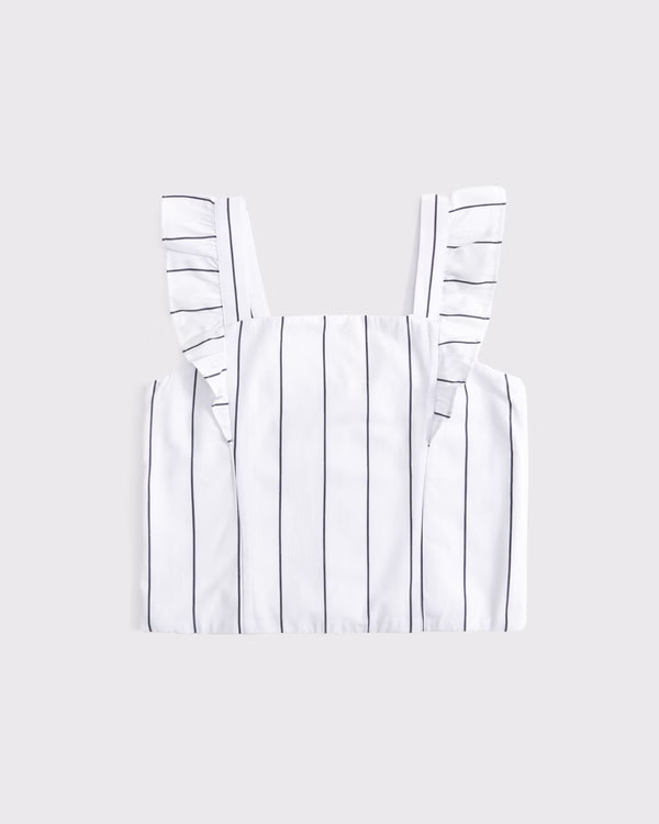 ruffle sleeve poplin top | Abercrombie & Fitch (US)