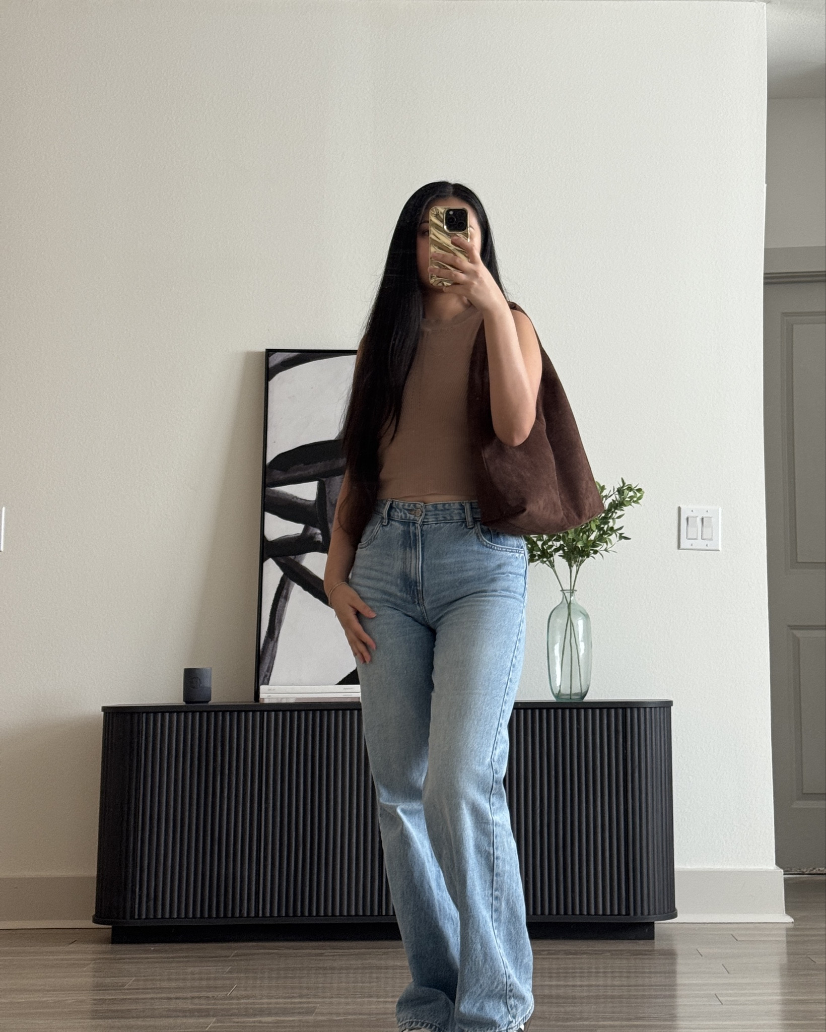 Fall outfit of the day.. it’s still hot in Texas so I did a sweater tank with my brown bag 🤎  super casual and easy outfit for running errands 

#LTKStyleTip #LTKItBag #LTKFindsUnder50