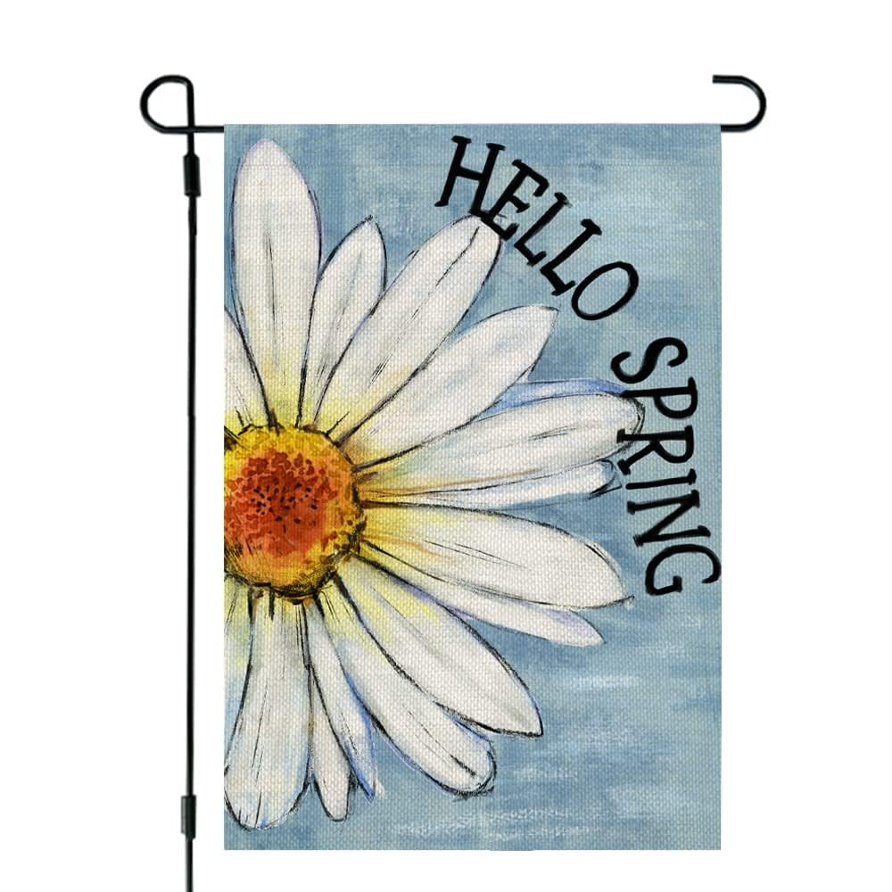 CROWNED BEAUTY Spring Garden Flag Floral Daisy Double Sided 12x18 Inches Small Burlap Welcome Hol... | Amazon (US)