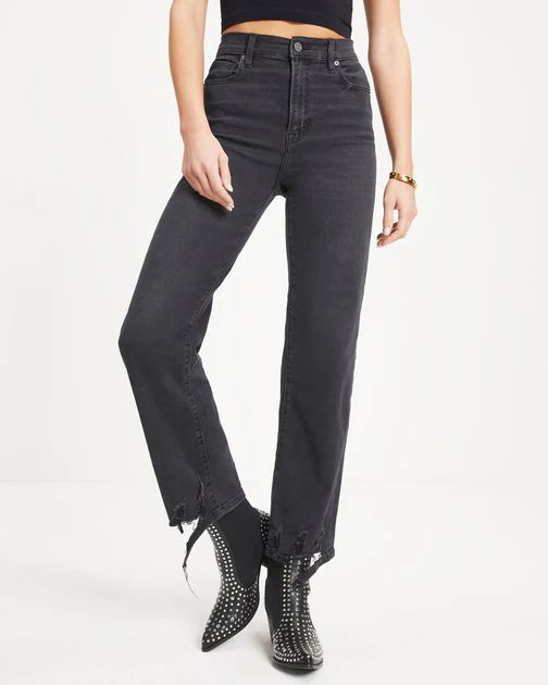 Lively High Rise Stretch Distressed Wide Leg Jeans - Charcoal | VICI Collection