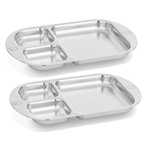 Kiddobloom Children's Stainless steel Divided Plates | Adorable Frog Design | Premium 304 (18/8) | Set of 2 | Ideal for Babies, Toddlers & Kids | Amazon (US)