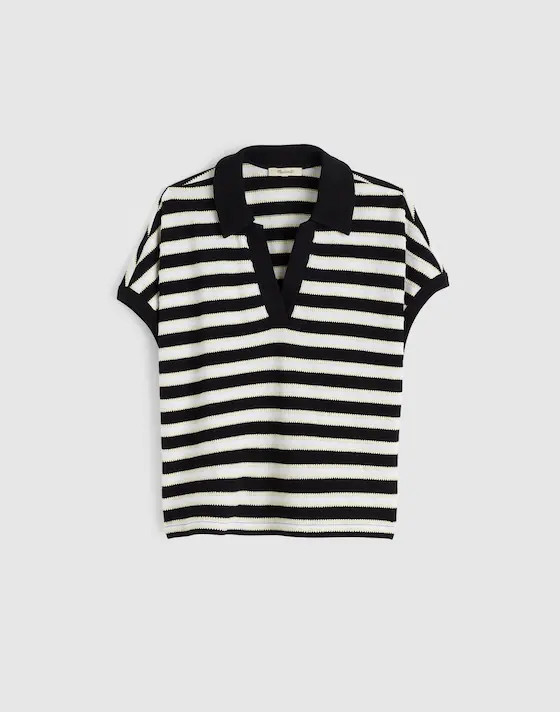 Relaxed V-Neck Polo Shirt in Stripe | Madewell