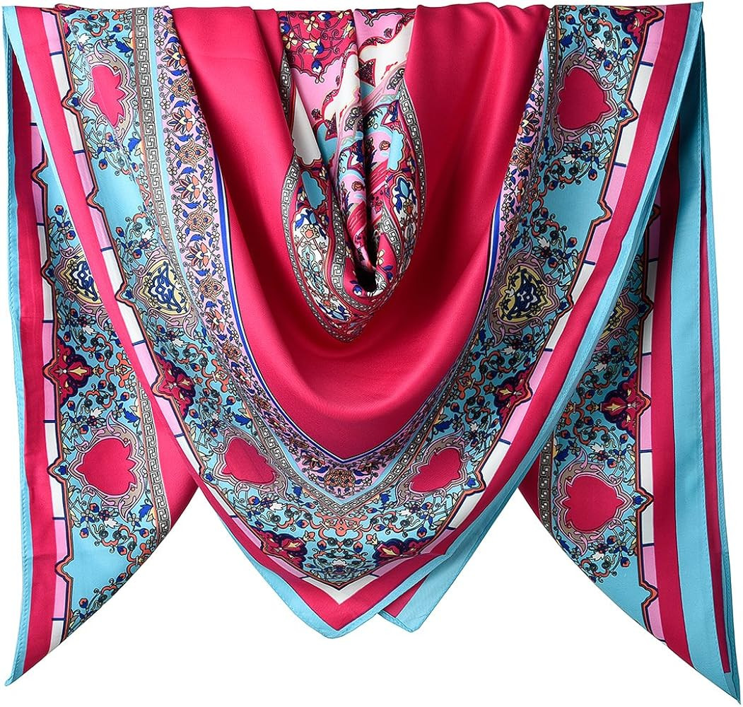 corciova XL 40x40 Inch Extra Large Silk Satin Scarf Tops for Women Head Wraps Shirt Bandana Curly... | Amazon (US)