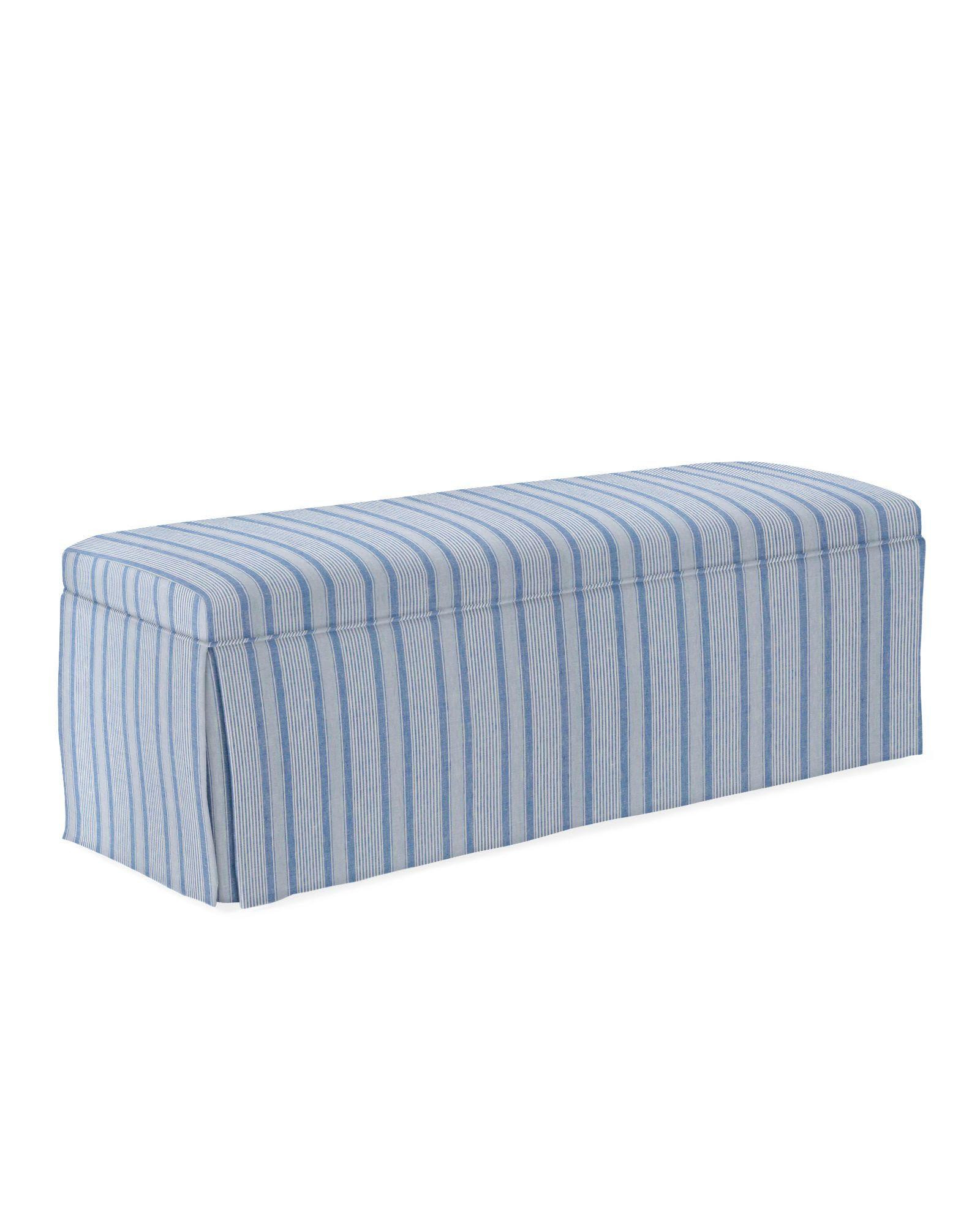 Harrison Bench - Skirted - French Blue Kensington Stripe | Serena and Lily