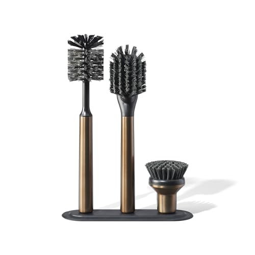 Curio Home Goods Ionic Brush Set, Magnetized to Stand Upright, Stainless Steel with Replaceable Heads, Bronze | Amazon (US)
