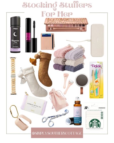 Stocking stuffers for her / Christmas gifts / gift guide inspo / holiday favorites / airpods case / face roller / essential oils / Starbucks gift card / twinkle razor / wireless charger / naked palette / waterproof speaker 

#LTKHoliday #LTKstyletip #LTKSeasonal